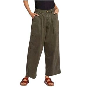 Current Elliott Wide Leg Crop Pants Women's Size‎ 29 Spectrum Basil Green Cotton